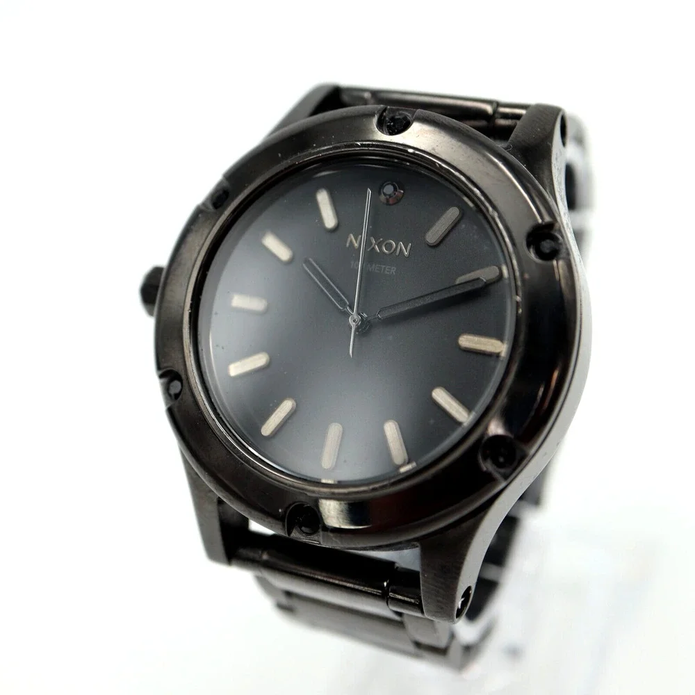 Nixon The Camden All Black Diamond Watch 41mm Left Stainless Steel Bracelet 5.5